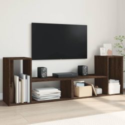   2 db barna tölgy színű szerelt fa TV-szekrény 75 x 30 x 50 cm
