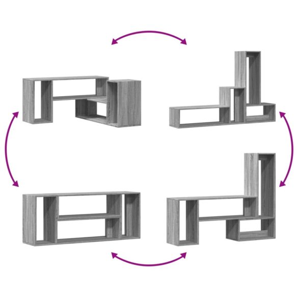 2 db szürke sonoma szerelt fa fali TV-szekrény 100 x 30 x 50 cm