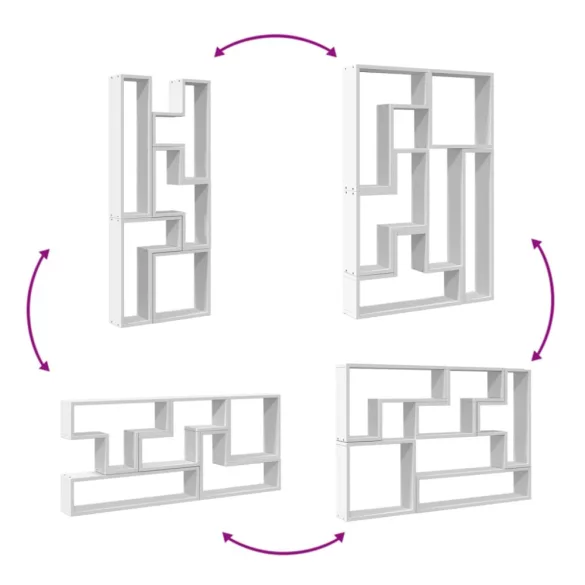 fehér szerelt fa fali polc 96x12x64 cm