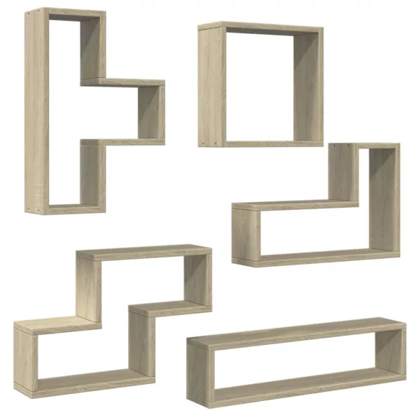 sonoma tölgy színű szerelt fa fali polc 96x12x64 cm