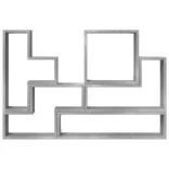 betonszürke szerelt fa fali polc 96x12x64 cm