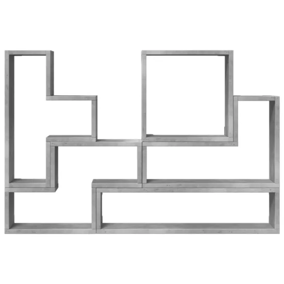 betonszürke szerelt fa fali polc 96x12x64 cm