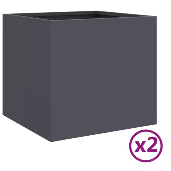 2 db antracitszürke acél növénytartó 32 x 30 x 29 cm