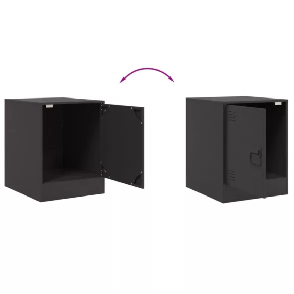 fekete acél éjjeliszekrény 34,5 x 39 x 44 cm