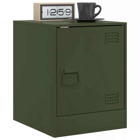 2 db olívazöld acél éjjeliszekrény 34,5 x 39 x 44 cm
