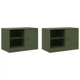 2 db olívazöld acél TV-szekrény 67 x 39 x 44 cm