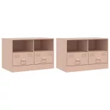 2 db rózsaszín acél TV-szekrény 67 x 39 x 44 cm