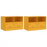 2 db mustársárga acél TV-szekrény 67 x 39 x 44 cm