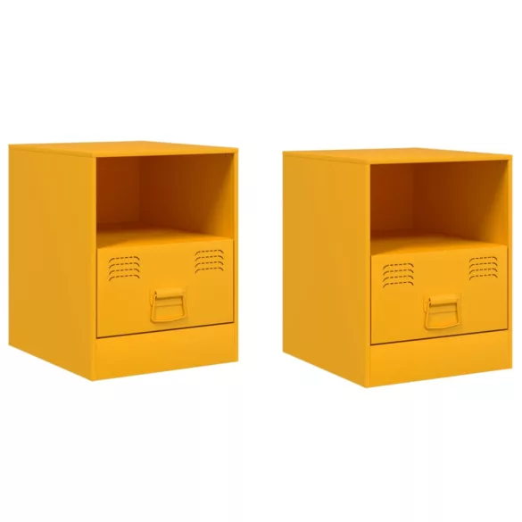 2 db mustársárga acél éjjeliszekrény 34,5 x 39 x 44 cm