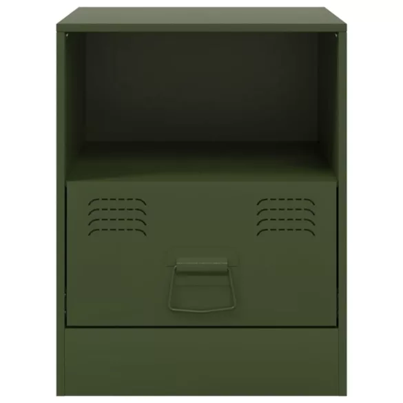 2 db olívazöld acél éjjeliszekrény 34,5 x 39 x 44 cm