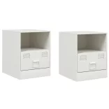2 db fehér acél éjjeliszekrény 34,5 x 39 x 44 cm