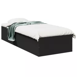 fekete szerelt fa ágykeret 75 x 190 cm