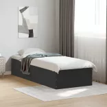 fekete szerelt fa ágykeret 75 x 190 cm