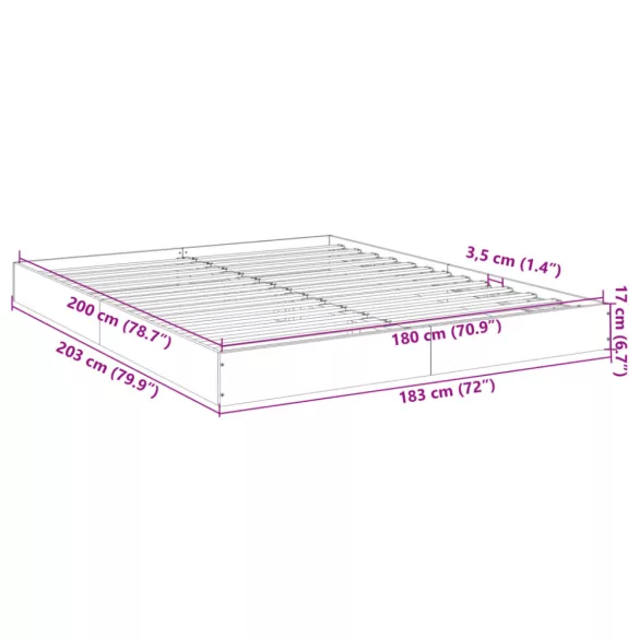 betonszürke szerelt fa ágykeret 180 x 200 cm