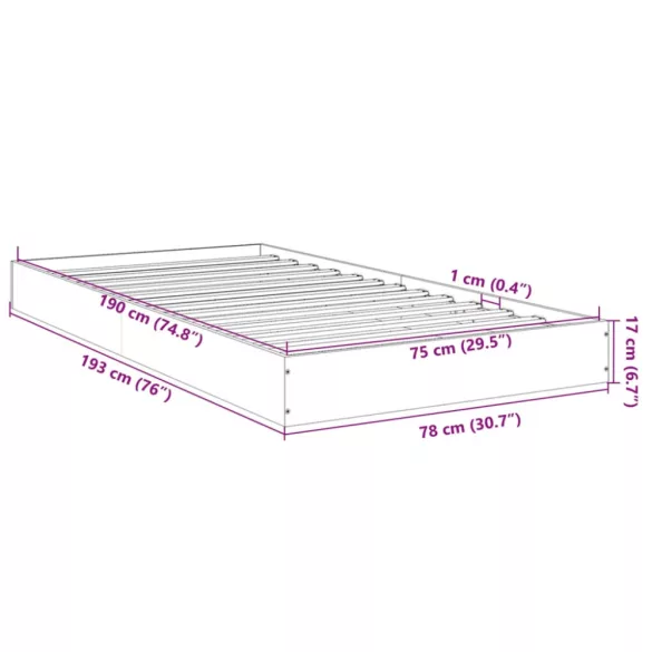 fehér szerelt fa ágykeret 75 x 190 cm
