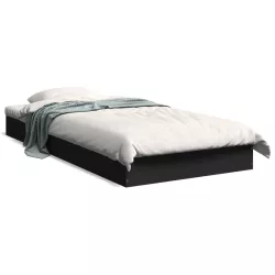 fekete szerelt fa ágykeret 75 x 190 cm
