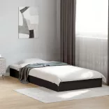 fekete szerelt fa ágykeret 75 x 190 cm