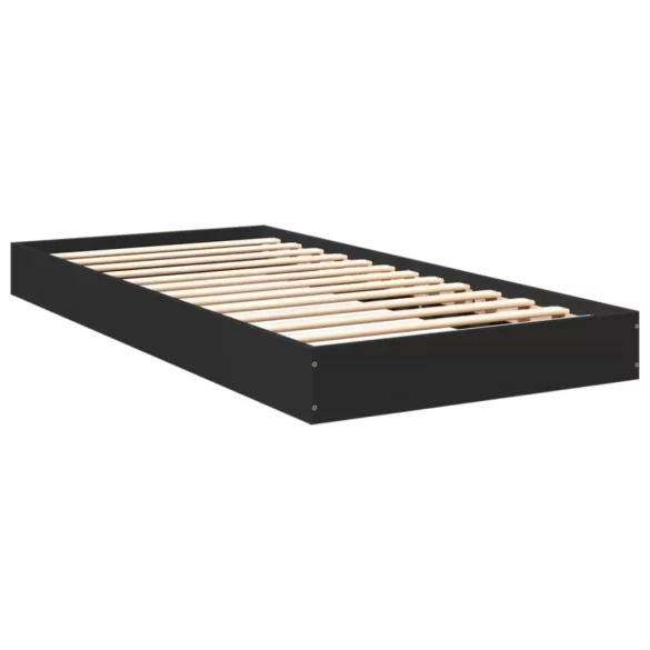 fekete szerelt fa ágykeret 75 x 190 cm