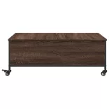 barna tölgy szerelt fa dohányzóasztal kerekekkel 91x55x34 cm