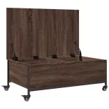 barna tölgy szerelt fa dohányzóasztal kerekekkel 91x55x34 cm