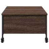barna tölgy szerelt fa dohányzóasztal kerekekkel 91x55x34 cm
