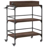 barna tölgy színű szerelt fa zsúrkocsi 81,5 x 41 x 92,5 cm