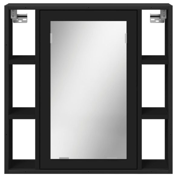 fekete szerelt fa fürdőszobai tükör 60 x 16 x 60 cm