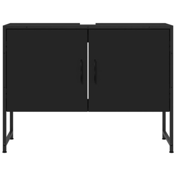 fekete szerelt fa fürdőszobai mosdószekrény 80 x 33 x 60 cm