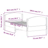 tömör fenyőfa ágy matrac nélkül 75 x 190 cm