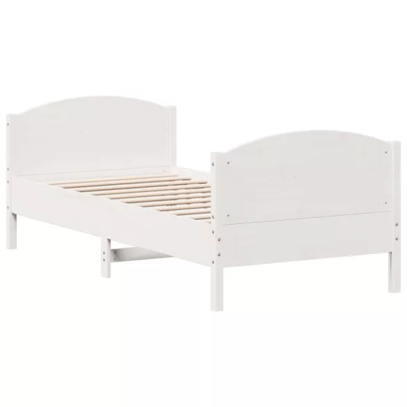 fehér tömör fenyőfa ágy matrac nélkül 75 x 190 cm