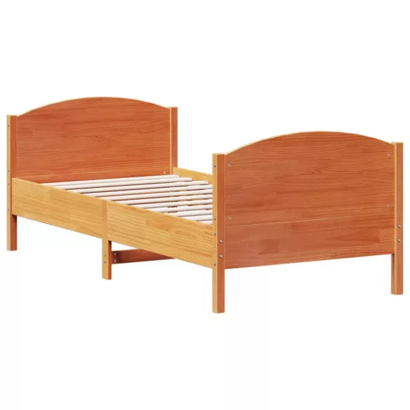 viaszbarna tömör fenyőfa ágy matrac nélkül 75 x 190 cm