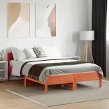 viaszbarna tömör fenyőfa ágy matrac nélkül 140 x 190 cm