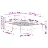 fehér tömör fenyőfa ágy matrac nélkül 120 x 190 cm