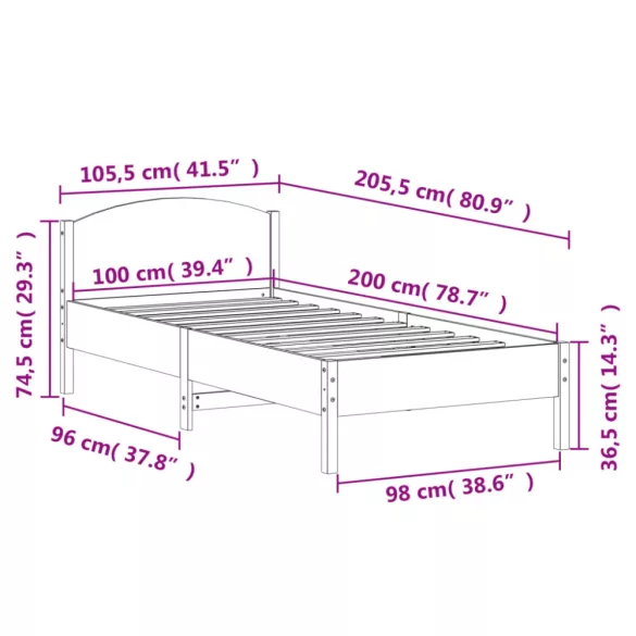 tömör fenyőfa ágy matrac nélkül 100 x 200 cm