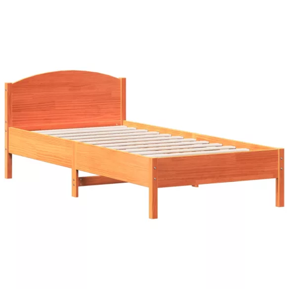 viaszbarna tömör fenyőfa ágy matrac nélkül 90 x 200 cm