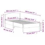 tömör fenyőfa ágy matrac nélkül 75 x 190 cm