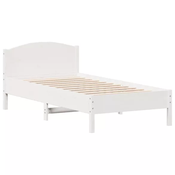 fehér tömör fenyőfa ágy matrac nélkül 75 x 190 cm