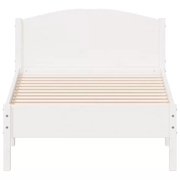 fehér tömör fenyőfa ágy matrac nélkül 75 x 190 cm