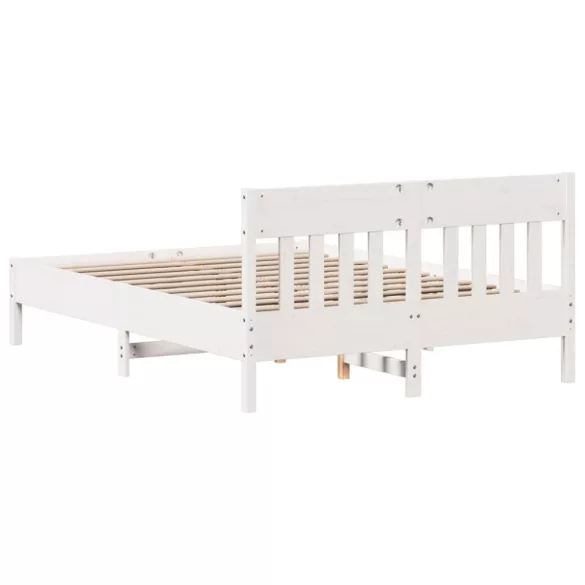 fehér tömör fenyőfa ágy matrac nélkül 140 x 200 cm