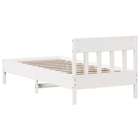 fehér tömör fenyőfa ágy matrac nélkül 90 x 200 cm