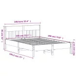 fehér tömör fenyőfa ágy matrac nélkül 135 x 190 cm