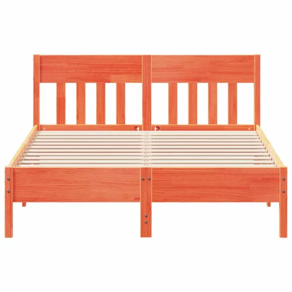 viaszbarna tömör fenyőfa ágy matrac nélkül 135 x 190 cm