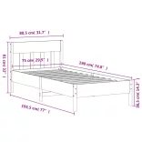 tömör fenyőfa ágy matrac nélkül 75 x 190 cm