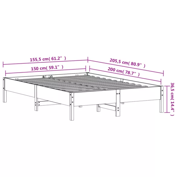 viaszbarna tömör fenyőfa ágy matrac nélkül 150 x 200 cm
