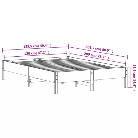 viaszbarna tömör fenyőfa ágy matrac nélkül 120 x 200 cm