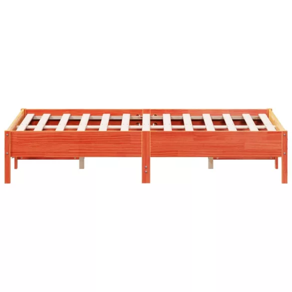 viaszbarna tömör fenyőfa ágy matrac nélkül 135 x 190 cm