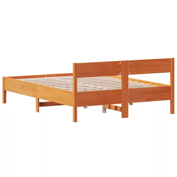 viaszbarna tömör fenyőfa ágy matrac nélkül 140 x 190 cm