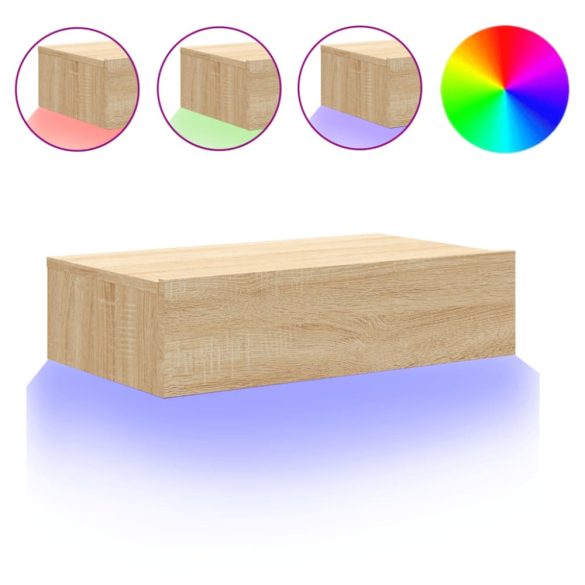 sonoma tölgyszínű TV-szekrény LED-lámpákkal 60x35x15,5 cm