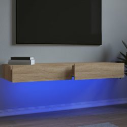   2 db sonoma tölgyszínű TV-szekrény LED-lámpákkal 60x35x15,5 cm