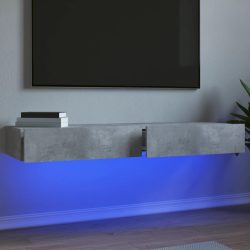 2 db betonszürke TV-szekrény LED-lámpákkal 60x35x15,5 cm